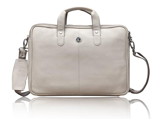 Viby Original Bombay Leather Laptop Messenger Bag for Laptop/MacBook up to 15.6 inch| Padded Laptop Compartment | Office Bag | Airport Bag | with Trolly Sleeve | (Ivory off White) (B0DCQSYJPT) Amazon Price History, Amazon Price Tracker