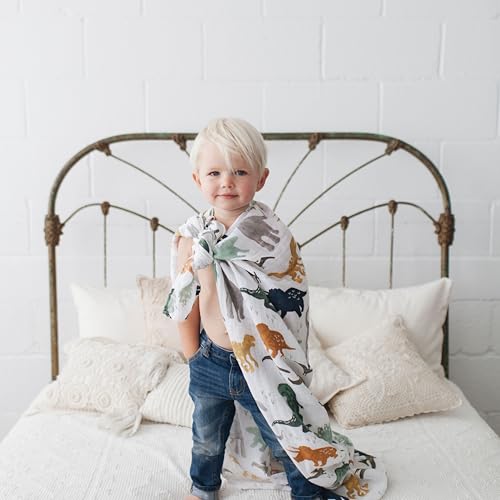 Image of Little Unicorn Muslin Swaddle Blanket for Newborns & Infants | Soft & Breathable Fabric | Set of 3 Baby Blankets for Swaddling, Nursing, Shower Gifts (Dino Friends)