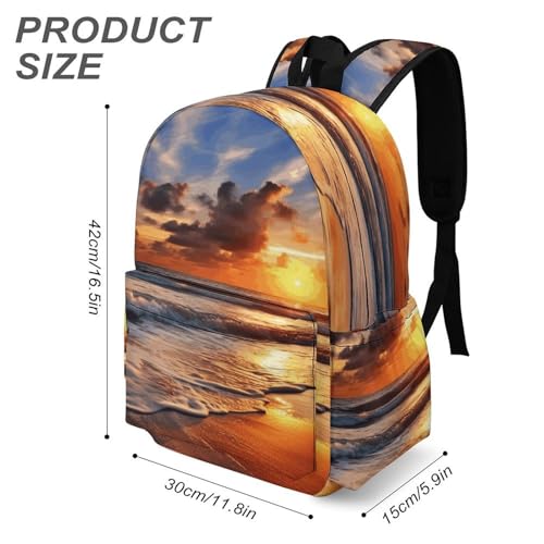 Beach Sunrise Printed Backpack Water-Resistant Pack Stylish Bag Lightweight Travel Backpack3