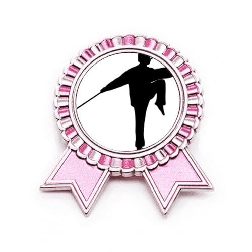 Broche Kung Fu Shaolin bâton arts martiaux chinois métal rose taille M pour vêtement