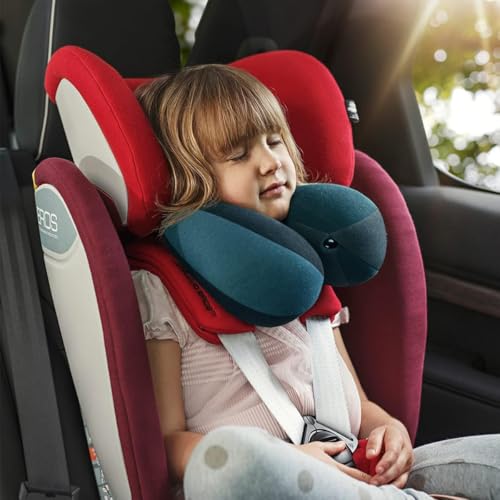 INFANZIA Kinder Nackenkissen Kinnstützendes Reisekissen, Verhindert des Vorwärtsfallens des Kopfes, U-förmiges Nackenkissen für Auto, Flugzeug oder Zug, Geschenke für Kinder, Blau