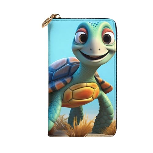 Cartoon Sea Turtle Prints Leather Long Clutch Wallet for Fashionable Girls and Women - Durable, Stylish, and Functional, Black, One Size2