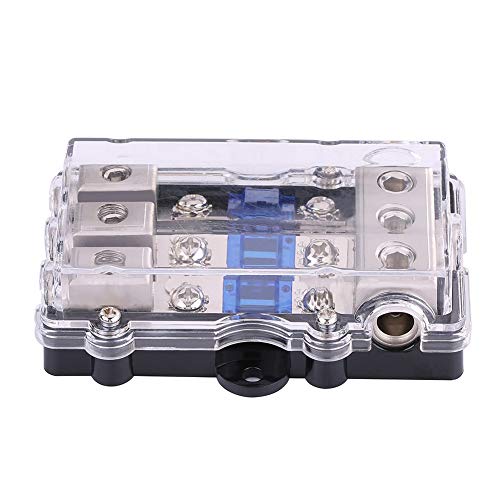 Bloque de fusibles, Universal 60A Car Stereo Audio Power Fuse Box Holder Professional 1 en 3 salidas Blade Fuse Block Box para coche Barco Cover