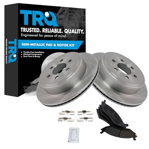 Image of TRQ Rear Brake Pad and Rotor Set Semi Metallic Rotors Compatible with 2003 Dodge Durango