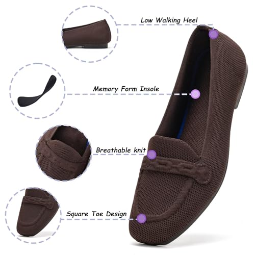 Image of Frank Mully Women's Loafer Flats Square Toe Comfortable Office Work Shoes, Cute Penny Loafer Slip On Walking Driving Shoes