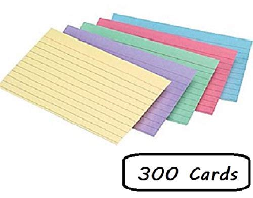 1InTheOffice-Index-Cards-3-x-5-Ruled-Pastel-Colored-Assorted-300Pack
