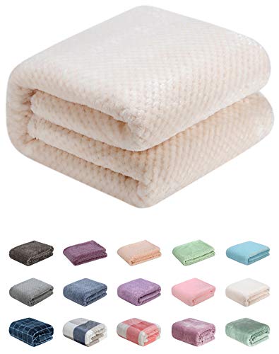 Image of Fuzzy Throw Blanket, Plush Fleece Blankets for Adults, Toddler, Boys and Girls, Warm Soft Blankets and Throws for Bed, Couch, Sofa, Travel and Outdoor, Camping (Throw(50"x70"), L-Cream)