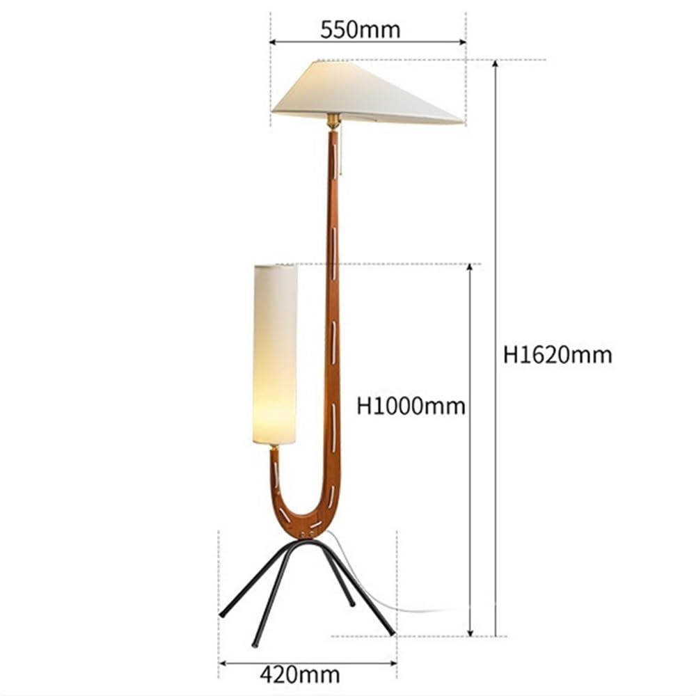 Lampa podłogowa z podwójną głowicą, atmosfera salonu, sofa, lampa pionowa