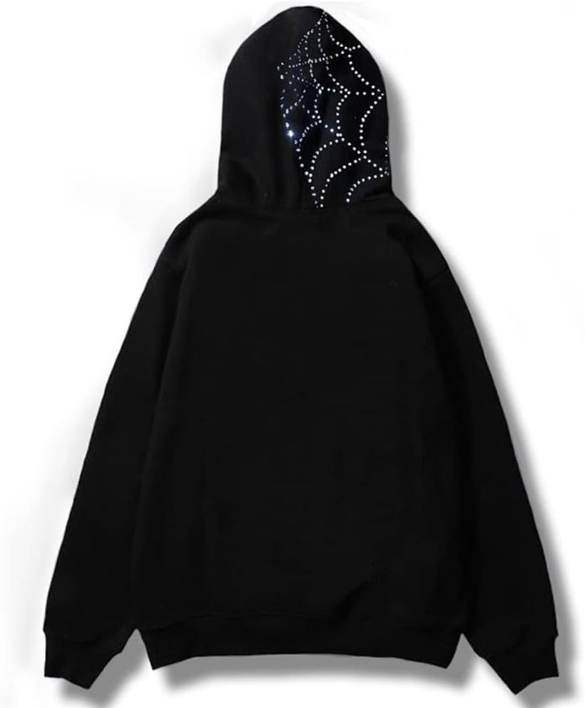 RYXSUN Rhinestone Hoodie Men Women Letter Graphic Gothic Hoodie Print Sweatshirt Full Zip Up Oversized Jacket - Image 2