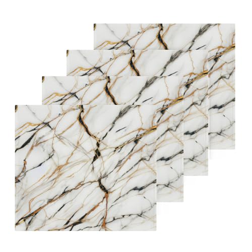 YANENDIE White Marble Washcloths Towels, Highly Absorbent and Soft Cotton Face Cloths, 4 Pack Quick Dry Wash Cloths - 12 X 12 Inches