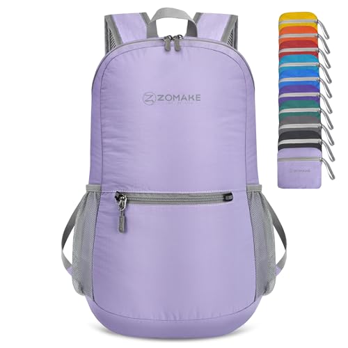 Image of ZOMAKE Ultra Lightweight Hiking Backpack 20L, Packable Small Backpacks Water Resistant Daypack for Women Men(Light Purple)