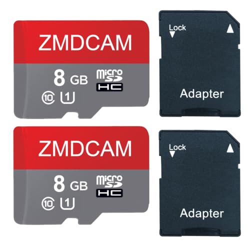 2 Pack 8GB Micro SD Card with Adapter High-Speed Micro SD Card UHS-I C10 A1 Memory TF Card Up to 90MB/S for Smartphones/Tablets/Cameras/Car Audio/Game Consoles