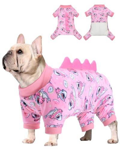 CuteBone Dinosaur Costume Dog Pajamas, Stretchy Spandex Crystal Velvet Sleepwear Coat for Small Dogs, Soft & Warm Pet Outfit Clothes for Cold Weather, Cozy Pullover Design COSP09M