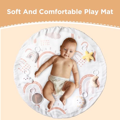 HBselect Baby Gym Play Mat, Tummy Time Play Mat with 6 Toys for Stage-Based Sensory and Motor Skill Development Language Discovery, Thicker Non-Slip Play Mats for Infant, Newborn Baby Essentials - Thumbnail 7