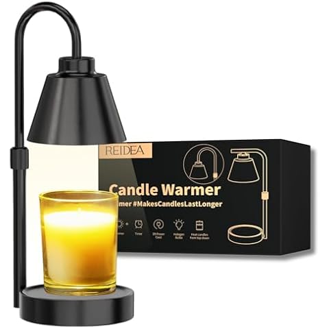 REIDEA Candle Warmer Lamp Timer, Dimmable Adjustable Height Wax Melt for Large 3 Wicks Scented Candles (Up to D-4 inches/H-5.5 inches), Safe and efficient, U2 Cover