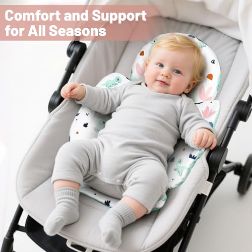 Image of KAKIBLIN Infant Car Seat Insert, Baby Car Seat Cushion, Car Seat Head Support for Infant,Breathable Reversible Carseat Insert Support for Newborn Stroller, Baby Swing, Bassinets, Pushchair (Green)