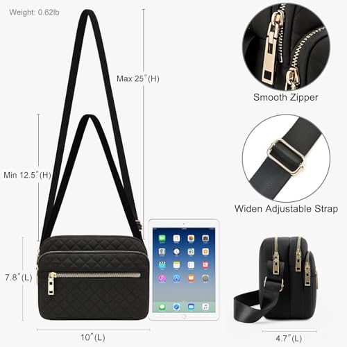 Image of Nylon Crossbody Bags for Women Trendy Quilted Cross Body Purse Medium Crossbody Purses Fashion Ladies Messenger Shoulder Bag