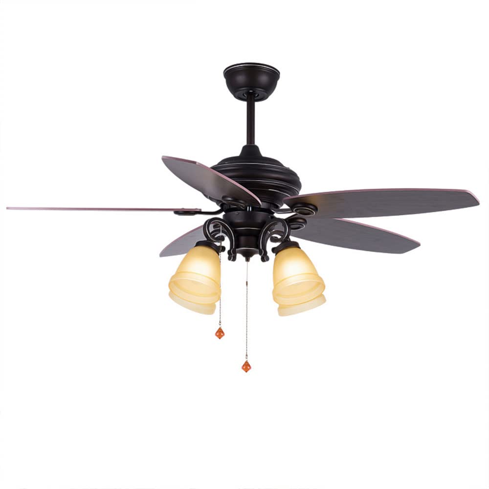 Ventilateur de plafond noir en fer forgé et verre ambré 47" élégant