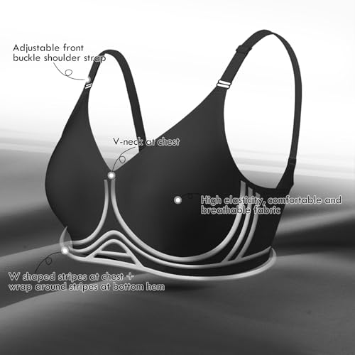Push Up Seamless Bras for Women No Underwire Support and Lift V Neck Wireless Full Coverage Bralettes Everyday Bras2