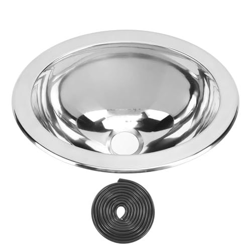 Fregadero redondo pulido espejo LiebeWH de acero inoxidable inoxidable para barra y baño moderno 7