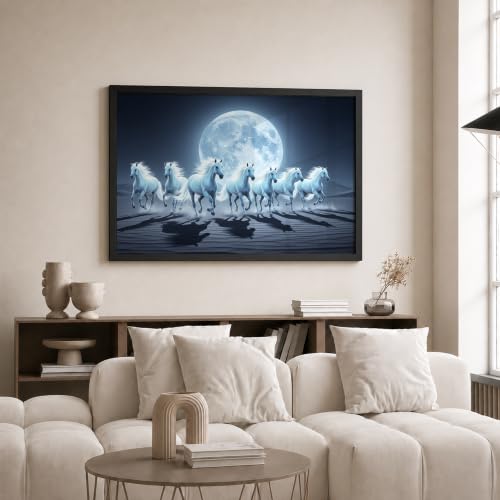 Image of Suneree 7 Horse Vastu Wall Painting (Landscape Collection) (Natural, Design 18, 33L x 25W cm)