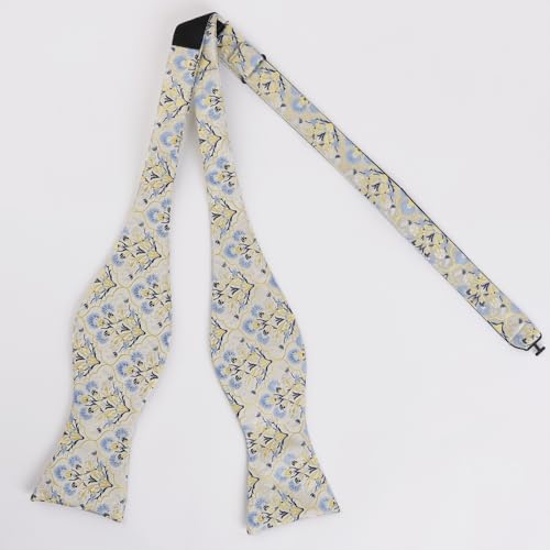 Image of Alizeal Mens 2pcs Floral Pattern Bow Tie Set | Self-tied Pocket Square Colorful Perfect for Weddings Proms Business