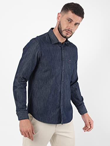 Image of Arvind Men Blue Cotton Shirt