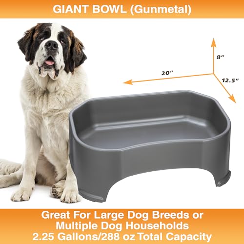 Image of Neater Pet Brands Giant Bowl - Extra Large Water Bowl for Dogs (2.25 Gallon Capacity, 288 oz) - Gunmetal Grey
