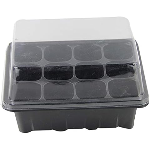 Arichtop 3 Pcs/Set 12 Cells Seedling Trays Seed Starter Box Plant Flower Grow Starting Germination Pot Cover