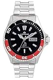  Orologio Automatico Uomo LORENZ SHARK 30010EE Acciaio Nero Rosso Sub 200mt