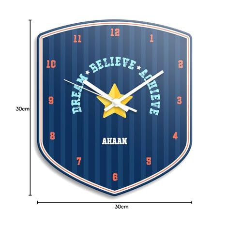 Image of Zooboo Personalized Analog Wall Clock, Custom Name Acrylic Silent Quartz Movement Wall Clock with Sleek Modern Design, Ideal for Birthdays (Design - Jersey Number), 30x30 cm, Multicolor