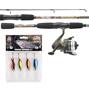 Mitchell Tanager Camouflage kit Complet Canne et Moulinet avec Fil et leurres prêt à pêcher la Truite et la Perche