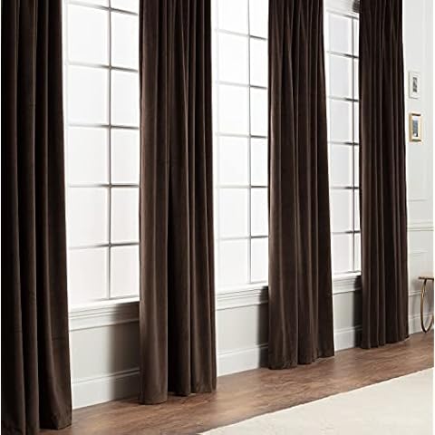 Chanasya Premium Solid Velvet Curtains - Classy and Solid Drapes for Living Room or Bedroom - 52" x 84" - Mink, 2 Panels Cover