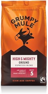 Grumpy Mule High and Mighty Espresso Blend Ground Coffee with notes of Cocoa and Roast Hazelnut 200g
