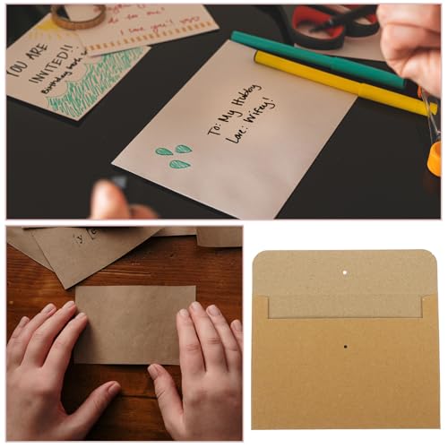 50 Sobres de Felicitación Vintage Kraft con Lazo Dorado para Mensajes Privados en la Escuela 3