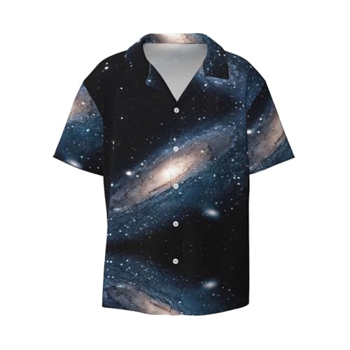 Chemise manches courtes motif galaxie univers étoiles espace pour homme