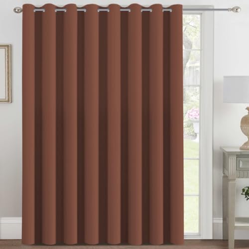Image of H.VERSAILTEX Blackout Patio Curtains 100 x 84 Inches for Sliding Door Extral Wide Blackout Curtain Panels Thermal Insulated Room Divider - Grommet Top, 7' Tall by 8.5' Wide - Washed Spice