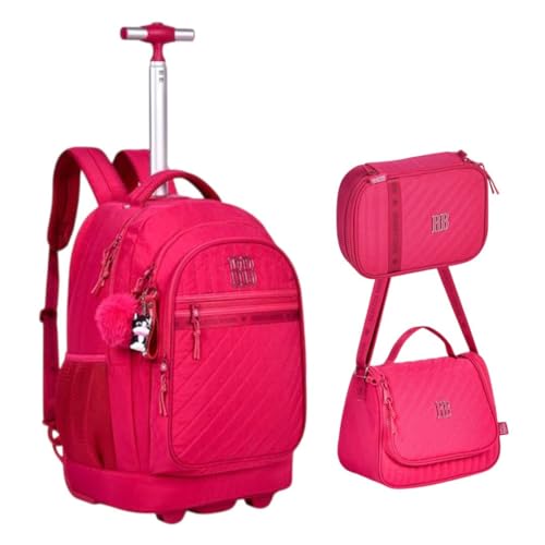 Kit Mochila Rodinha Lancheira Estojo Rebecca Bonbon Crinkle (Rosa)