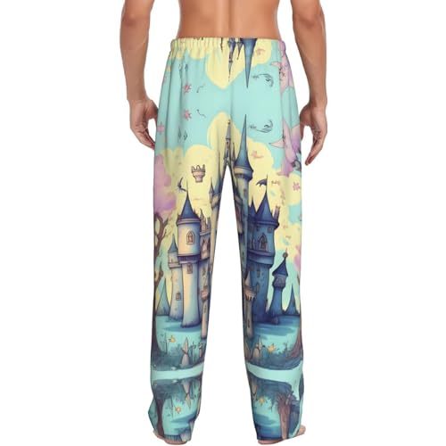 Men's Pajama Pants Bottoms - Fairytale Castle Print Comfy Lounge Pant, Perfect for Home and Lazy Weekends3