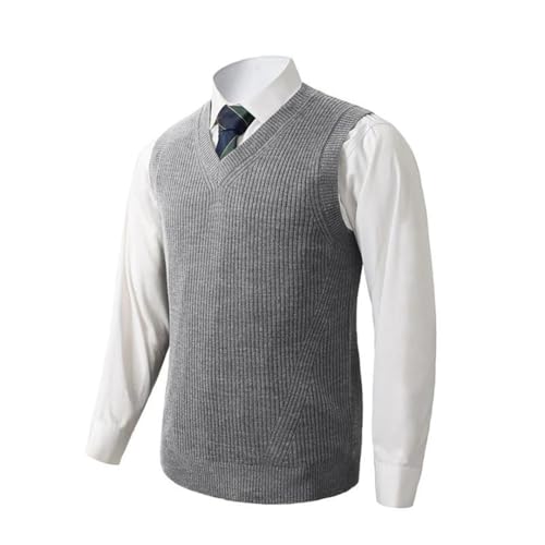 Men's V-Neck Knitted Vest Business Casual Classic Style Thick Sleeveless Sweater Vest3