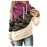 Chejarity Damen Kapuzenpullover Casual Drucken Pullover Pulli Groß Hoodie Sweatshirt mit Kapuze Tasche Frauen Oversize Herbst Winter Locker Fit Warm Sweater Jacke Mantel Langarm Hoody