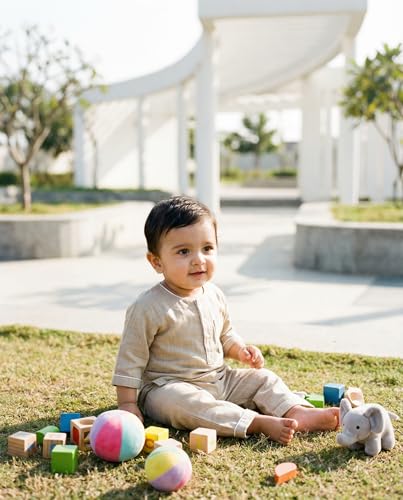 Image of Baby Boys Night Suit 3 /4 Sleeves Co-Ord Nightwear Set - Pure Cotton- Soft, Comfy & Perfect for Sleep Time