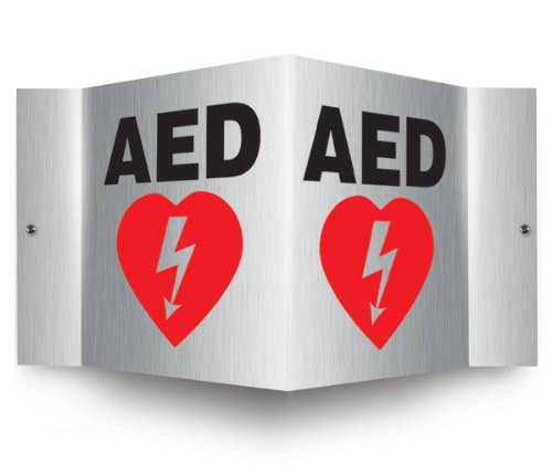 Panneau DAE 3D en aluminium brossé signalisation défibrillateur Accuform PSM301
