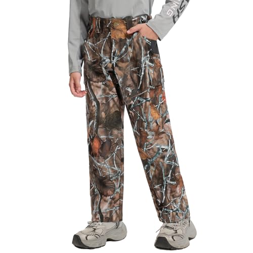 BASSDASH-Invis-Kids-Youth-Stretch-Hunting-Pants-Water-Resistant-Breathable-Camo-Cargo-Fishing-Pant