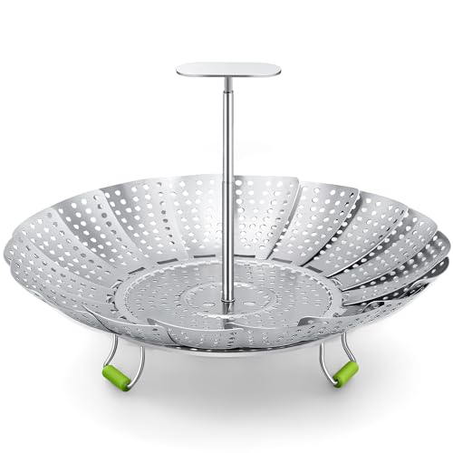 Comparison: Best Steamer Basket For Vegetables 9 Pavsrmy Steamer Basket, 3rd Generation Stainless Steel Vegetable Steamer with Extendable Handle for Cooking Food, Folding & Expandable Veggie Steam Insert, Fit Various Size Instant Pot (5.5" to 9")