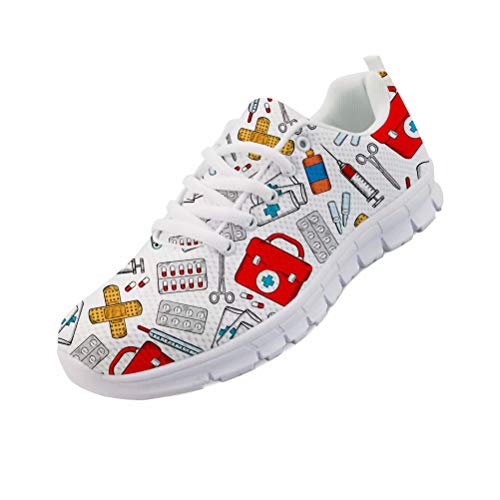chaqlin Zapatillas de deporte de ocio para mujer y hombre, con cordones, ligeras, cómodas, talla grande UK4 14, color Blanco, talla 37 EU