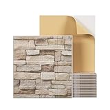 Bantie 3D Wall Panels Peel and Stick Wallpaper Self-Adhesive Faux Brick Stone Foam Wall Tiles for Living Room Kitchen House Decor (40PCS, White Stone)