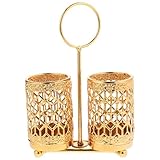 TOKIDNY Drehbarer Besteckhalter aus Robustem Eisen Kleiner Küchenutensilienhalter mit Doppelkammer zur Aufbewahrung von Löffeln Gabeln und Essstäbchen für Küchentisch