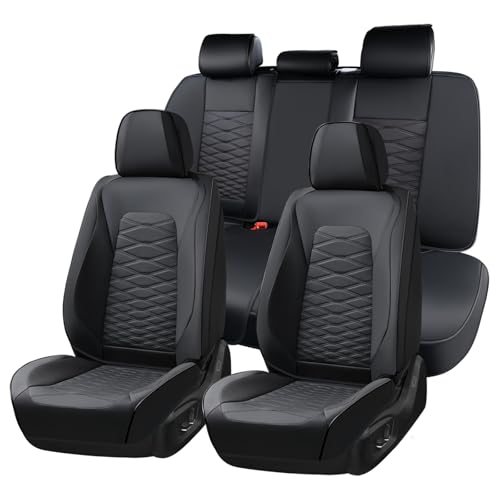 Image of FLORICH Leather Seat Covers, Car Seat Covers Full Set, Car Seat Protector Waterproof, Front and Rear Seat Covers for Cars, Automotive Seat Covers Universal Fit for Most Cars SUV Truck - Black
