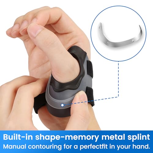 Velpeau CMC Thumb Brace for Arthritis Pain and Support, with High Elasticity and Anti Slip Wrist Strap, Comfortable Thumb Splint Stabilizer for Osteoarthritis for Women and Men (Grey, Left Hand, M)